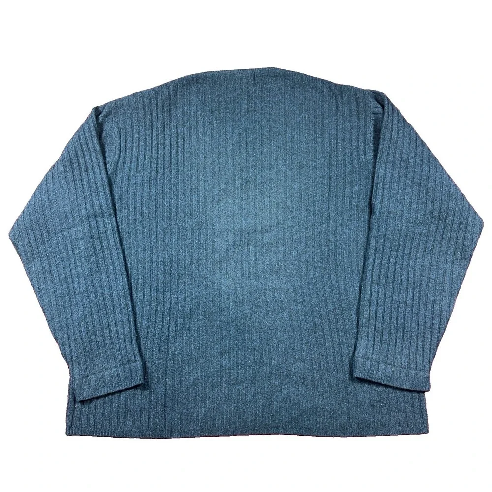 Banana Republic Sweater Mens XL Navy Lambswool V Neck Rib Knit Pullover